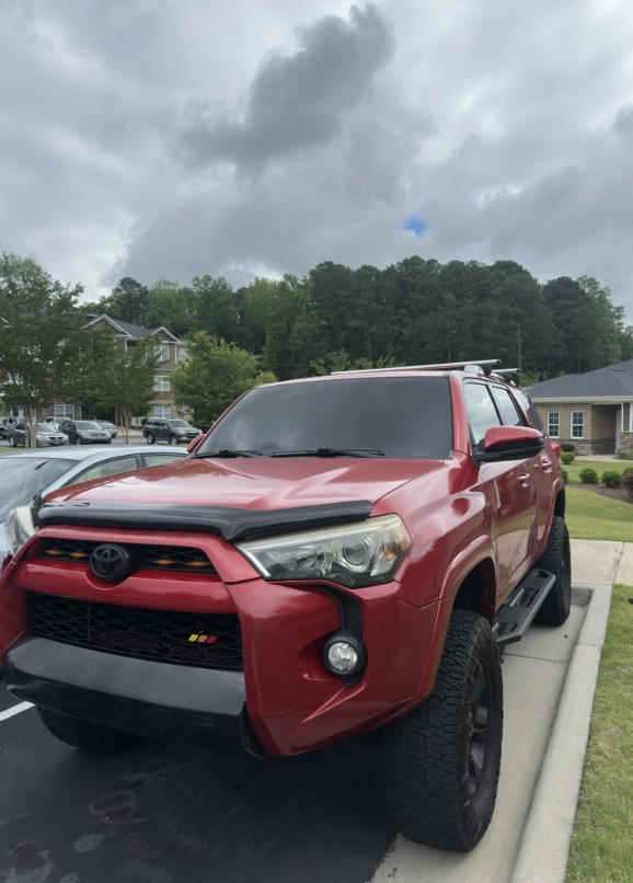 Red Truck detailed and window tinting by Eternal Shade NC